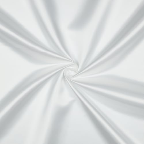 VmG-Store Satin Stoff 2m x 146cm Coupon Satinstoff Keine Meterware seidig Polyester zum Nähen glänzender Dekostoff für Kleidung Vorhänge Kostüme Damen Kleid Rock (015 Off White)