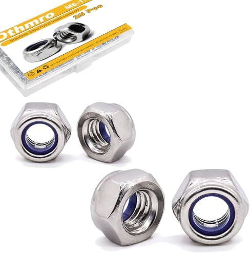 25pcs M6 Locknuts Metric Nylon Inserted Hex Lock Nuts Self-Lock Nylon Insert M6x1mm 304 Stainless Steel Self Locking 10mm Hex Nut Driver Furniture Replacement Nut