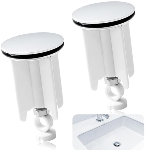 2 Pièces Bouchon de vidange Universel pour lavabo,Bouchon Evier Salle de Bain 40mm,Bonde réglable en Laiton chromé Blanc,Bouchon Baignoire,pour Lavabo,Bidet,Salle Bain,Cuisine