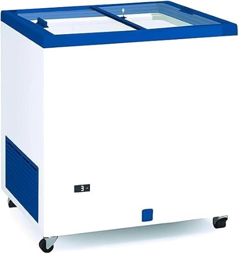 MBH - Professionelle Kühltruhe 85 cm und 220 Liter mit Glasschiebetüren. Industrielle Gefriertruhe für Bar, Restaurant und Catering.