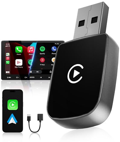 【2026 Verbesserte】WityEye CarPlay und Android Auto Wireless Adapter 2 In 1, V5.3 Bluetooth Stabile Verbindung, 5.8 GHz WiFi Schnelle Datenübertragung, für Apple iPhone iOS 10+, Smartphone Android 11+