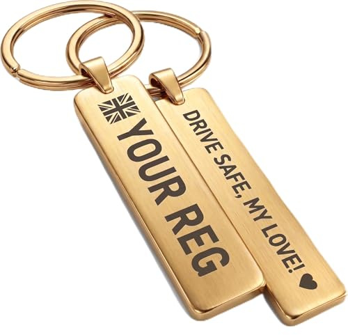 Charmify Personalised Car Registration Number Plate Keyring Gift, UK Made | Custom Car Registration Plates UK Engraved Keychain, Mini Licence Plate Key Fob, Father’s Day Gift for Him, Car Lover Gift