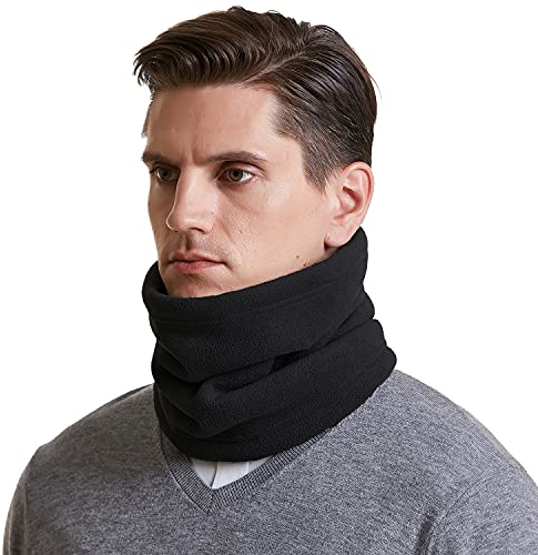 I Kua Fly Schlauchschal Herren Damen Winddicht Multifunktionstuch Schal Warm Fleece Nackenwärmer Winter Halstuch für Motorrad Fahrrad Sport (Schwarz)