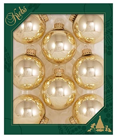 Christmas by Krebs Made in USA Designer Nahtlose Christbaumkugeln aus Glas Traditionell 2 5/8 (67mm) Tiffany Gold