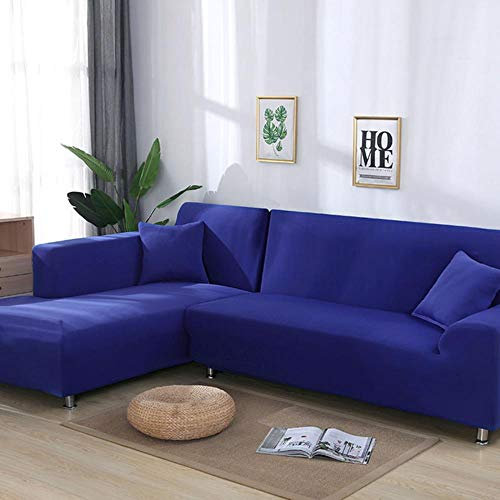 LINWX Graue Farbe Eng gewickelter Sofabezug Elastischer Sofabezug Wenn L-Schnitt Ecksofa Capa De Sofa, Blau, 2-Sitzer 145-185 cm