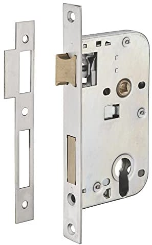 THIRARD - Boitier de serrure encastrable à cylindre pour porte d'entrée, axe 50mm, têtière 200x22mm laiton inox brossé