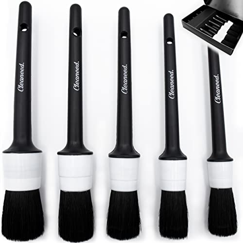 Cleaneed Juego de cepillos de Limpieza Premium [5 Piezas] - Limpieza Suave y fácil - Uso Universal - para Llantas de aleación, Interior de Coches, Motos - Cepillo de Limpieza, Cepillo de Detalle