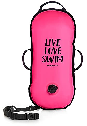 Buddyswim Freiwasser Schwimmboje 10 L für Überquerungen und Wettkämpfe. Nylon-Oberfläche, Ultraleicht und widerstandsfähig, mit Griffen und verstellbarem Gürtel. Schwimmring Erwachsene.