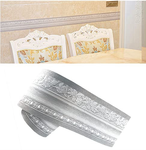 No-brand Self Adhesive Elegant Floral Grey Wallpaper Border Peel Stick Decorative Ceiling Sticker Molding Border 10cm by 5meters