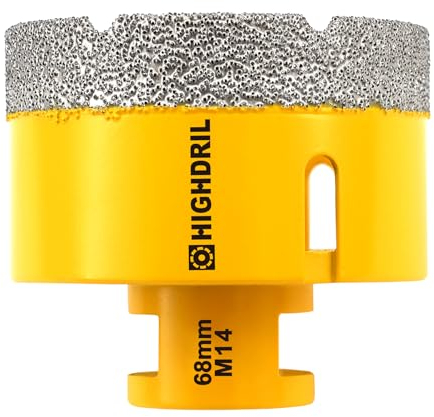 HIGHDRIL Foret Diamanté - 68MM M14 Scie Cloche Diamantée pour Porcelaine Carrelage Céramique Marbre Granit Quartz Pierre Maçonnerie Trépan Diamant Foret