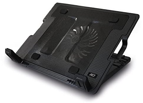 ACT Supporto di raffreddamento per laptop da 17, regolabile in altezza (5 posizioni ergonomiche), 1 ventola silenziosa per ufficio, porta USB - AC8110