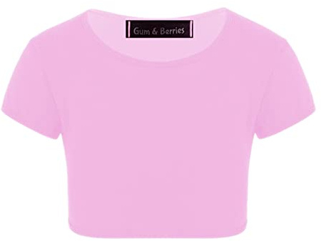 Kids Girls Neon Fluorescent Plain Short Sleeve Crop Tops T-Shirt Tee Top Dance Wear Gymnastic Fancy Dress Colour: Baby Pink - Size: 11-12 Years
