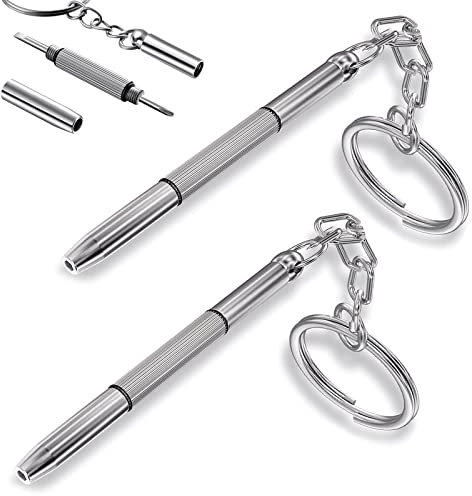 Glasses Repair Tool Set 2 Packs Mini Hand Glasses Screwdrivers 3-in-1 Spectacle Repair Kits Multifunction Sunglass Watch Glasses Screwdriver Set with Keychain for GlassesTightening