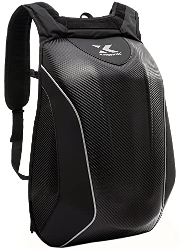 KRONOX Motorrad-Rucksack | No-Drag Hartschalen-Helmtasche für Damen und Herren für 15-Zoll-Laptop, Schwarz, Traditionelle Rucksäcke