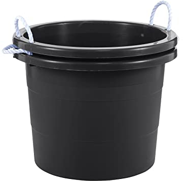 United Solutions Tina con Mango de Cuerda de 19 galones, Paquete de 2, organización Resistente y bañera de Almacenamiento de fácil Acceso, Multiusos, Fabricada con plástico Resistente, Color Negro