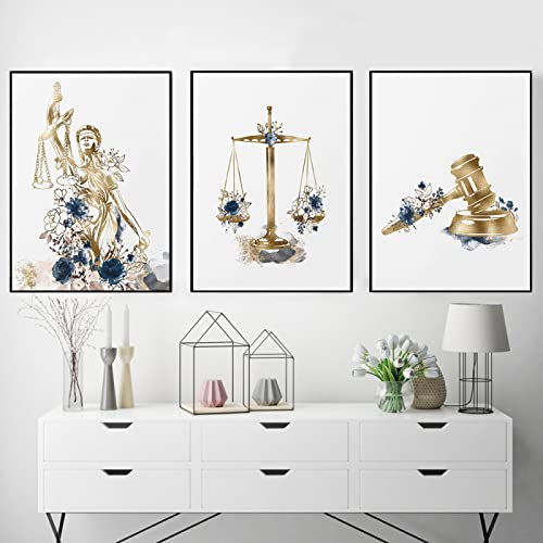 Rechtsanwalt Lady Justice Law Patent Poster Und Druck Home Decor Law School Abschluss Wandkunst Leinwand GemäLde Anwalt BüRo Dekor Rahmenlos 40×50cm×3pcs