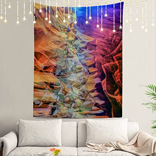 Shrahala Antelope Canyon Wall Tapestry, Slot Canyon American Southwest Navajo Land Wall Hanging Large Tapestry Decoration Polyester Fiber White Hem Around for Dorm Room Bedroom 59.1 x 51.2 in