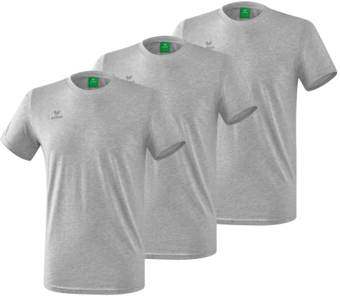 Erima Unisex 3er Pack Teamsport T-Shirt, Hellgrau Melange, L EU