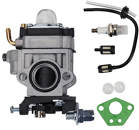 Carburateur Compatible avec 52cc 49cc 43cc 40cc Moteur de Débroussailleuse Carburateur GX35, Kit Carbu avec Joint, Tuyau, Bougie d'Allumage et Filtre à Essence
