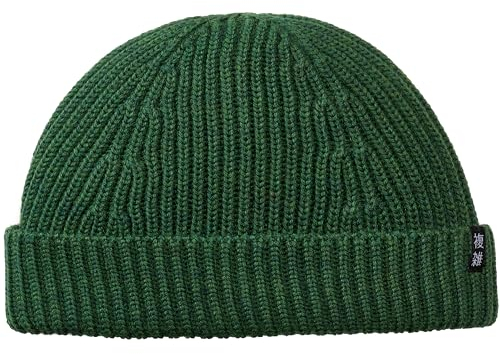 Enter the Complex® Kurze Fisherman Beanie, Docker Mütze, Herren und Damen, Trawler Beanie, 100% Merino Wolle, Rollmütze, Grün