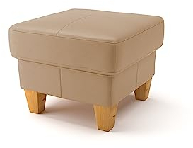 CAVADORE Stauraum-Hocker Ammerland / Polsterhocker im Landhaus-Stil mit Stauraum unter dem Deckel / 101 x 84 x 93 / Leder Beige