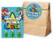 Nastami 10 x Einladungskarten Kindergeburtstag + 10 Tüten inkl. Sticker Mitgebsel Kindergeburtstag (Level geschafft MARIO)