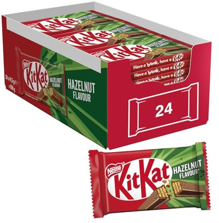 KITKAT Hazelnut Wafer ricoperto di Cioccolato al Latte gusto Nocciola, 24 Snack da 41,5g (996g)