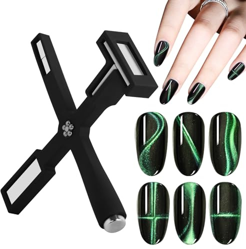 Vnjaoi Cat Eye Magnet Nagel Nageldesign Zubehör 5 in 1 Cateye Uv Gel (Schwarz)