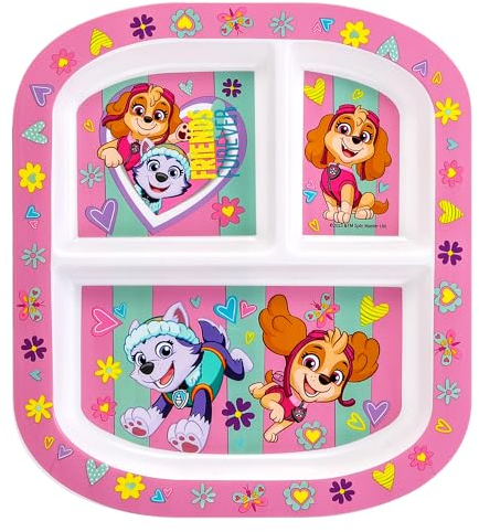 Zawadi Global Paw Patrol Girl Assiette à 3 sections réutilisables pour petit déjeuner