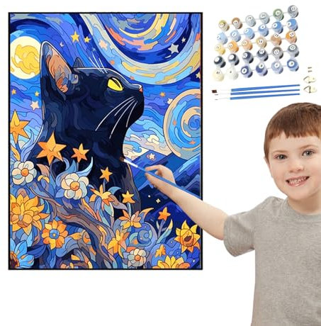Toseky Ölgemälde-Set, Digitale Ölgemälde-Kits mit Katzen,Katze Ölgemälde Set - Ölgemälde-Geschenk-Handmalerei-Set, Farbe für Jungen, Mädchen, Familie, Kindergeschenke