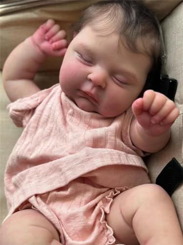 Anano Reborn Baby Puppen Peaches 20 Zoll lebensecht Chubby Neugeboren Real Life Sleeping Baby Puppe Weicher Tuch Körper für Kinder Alter 3+