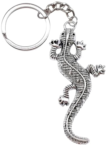 Luxetoys Eidechse Bienen Schildkröten Schlüsselanhänger Tier und Insekten Schlüsselanhänger mit Taschenanhänger für Schlüssel und Souvenir (Gecko, Anti-silver)