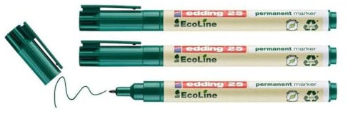 Edding Permanent Marker 25 EcoLine Vert feine Spitze 1 mm, 3 Stück