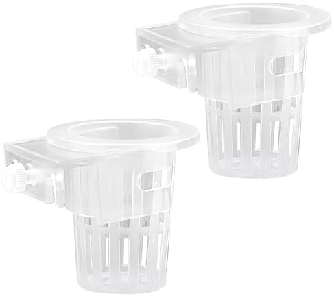 NQEUEPN 2pcs Aquarium Plant Holder, Hanging Aquarium Planter Plastic Aquatic Plant Cup Fish Tank Plant Basket Pot Hanger Rack Aquascape Plant Cultivation Decoration