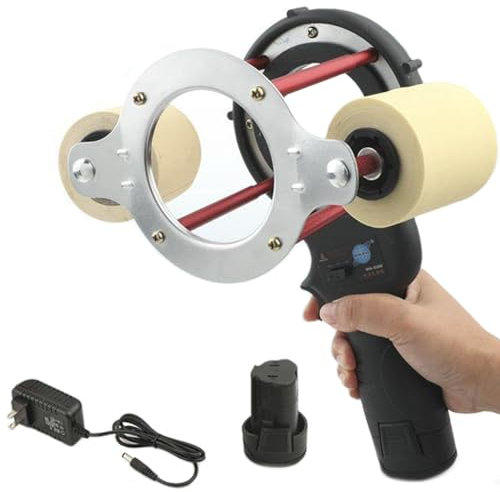 Rusopobe 7CM Automatic Pipe Wrapping Machine, Rechargeable Winding Tape Air Conditioner Electric Air Conditioning Cable Tie Winding Machine 12V