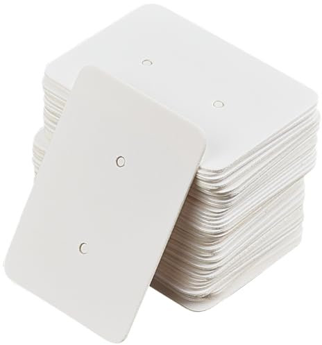 SOFPLATE 300 pièces 1.38 x 0.98 pouces Cartes D'Affichage de Boucles D'Oreilles Carte D'Affichage de Bijoux Porte Bijoux en Carton Blanc Collier Bracelet Boucles D'Oreilles Porte Clés Porte Cartes pou