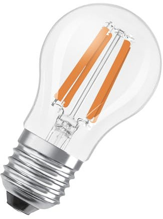 Osram LED-Lampe in klassischer Miniballform, mit dekorativem LED-Filament, Energieeffizienzklasse A, E27, 1.2 W, 255 lm, 4000 K, kaltweiß. Ohne Aufwärmen, sofort 100% Licht.