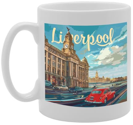 Coralgraph Novelty Gift Printed Coffee Ceramic Mug Featuring Cities and Landmarks in United Kingdom (Liverpool)