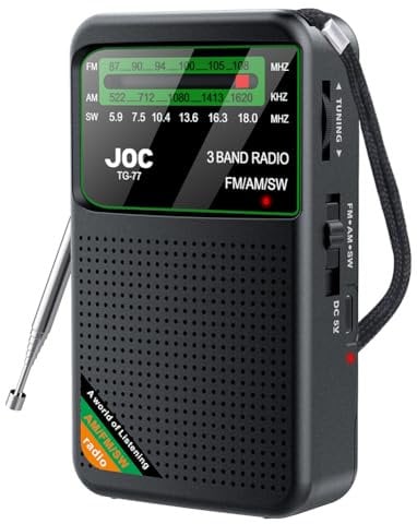CRGANGZY Radio Portable - Digital Radio Mains or Battery Powered, SW/AM/FM Radio with Stereo Speaker Earphone Jack, Small Work/Kitchen Rechargeable Radio, Extra Large Color Screen