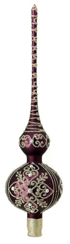 Puntale Albero Vetro soffiato Viola Oro Perle 35cm