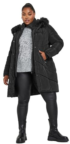 Yours Curve Faux Fur Trim Puffer Coat - Women's - Plus Size Curve