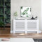 ELEGANT Radiator Cover Modern MDF Cabinet White Painted, Grill, Slats, Wood Top Shelf, XL Adjustable