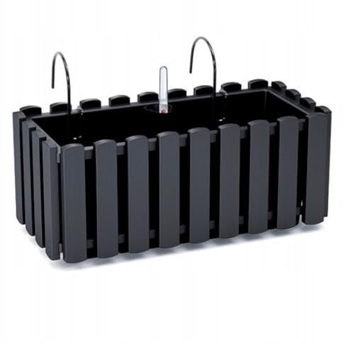 B2C Window Fence Hanging Flower Pot Planter 2 Sizes 4 Colours Rustic Slat Farm House Design UK Self Watering Kit (Anthracite, Medium - 38cm)