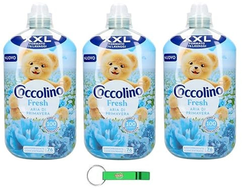 3x Coccolino Weichspüler Fresh XXL Frühlingsluft, Neu Konzentrierter Weichspüler, 76 Wäschen, 1750ml + Beni Culinari Kostenloser Schlüsselanhänger
