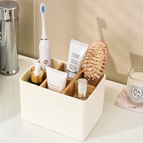 YILAIMAX Toothbrush Holders for Bathroom,6 Slots-White | Bamboo Electric Toothbrush Toothpaste Razor Holder,Can be Used in Bathroom, Bedroom, Office, Kitchen