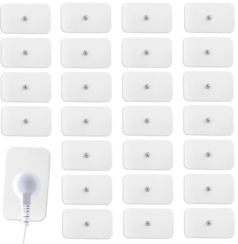 Tulov 25 Stück Elektroden Pads,5x9/5x9+5x5cm 3,5mm Druckknopf Wiederverwendbar Klebeelektroden,Selbstklebende Ersatzpads,Gerät Pads,Fest Haftend,mit Nicht reizendem Design Compatible with TENS-EMS