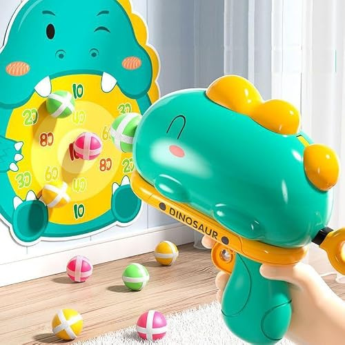 TLHWIN Dinosaurier Dartboard Kugel Spielzeug Pistole, Kinder Schießen Spielzeug, Kinder werfen Spiel Spielzeug Pistolen mit Ziel, 12 klebrige Kugel