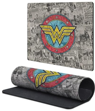 Head Case Designs Offizielle Wonder Woman DC Comics Vintage Collage Comic Bucheinband 9.84 x 11.81 x 0.12 inches (250 x 300 mm) - S Gaming-Schreibtisch PC-Tastatur Mauspad