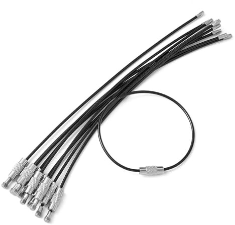 MBSIVSA 12 Pcs Llaveros de Acero Inoxidable, Llavero de Alambre de Aceros, Cuerda Anillas Metal, Ideales para Senderismo y Turismo