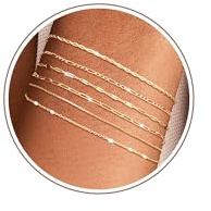 Tewiky Armband für Damen, 14K Gold Schlange Ketten Armbänder Set | Vergoldete Zarte Stapelbare ArmbäNder, Hautfreundlich Wasserfest Modisch, für Alltag & Stilvolles Geschenk für Frauen